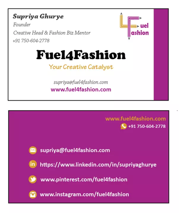 Visiting card store images of Fuel4Fashion