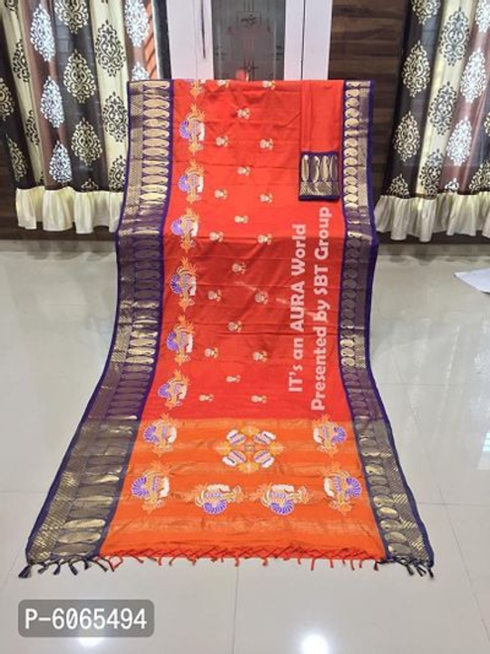 Beautiful Cotton Blend Saree with blouse piece uploaded by Jp enterprises  on 5/28/2022