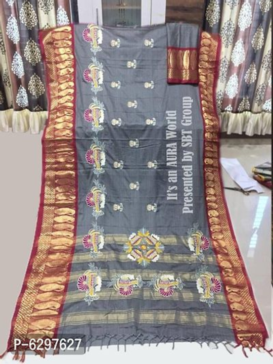 Beautiful Cotton Blend Saree with blouse piece uploaded by Jp enterprises  on 5/28/2022