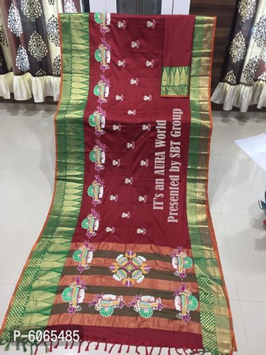 Beautiful Cotton Blend Saree with blouse piece uploaded by Jp enterprises  on 5/28/2022