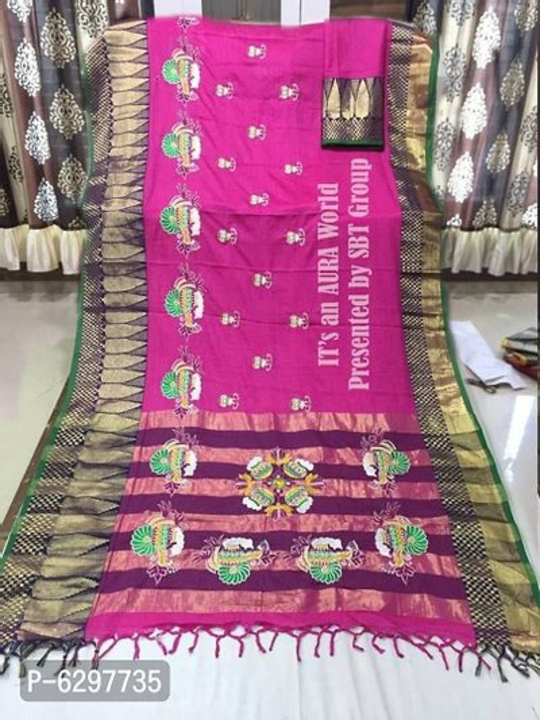 Beautiful Cotton Blend Saree with blouse piece uploaded by business on 5/28/2022