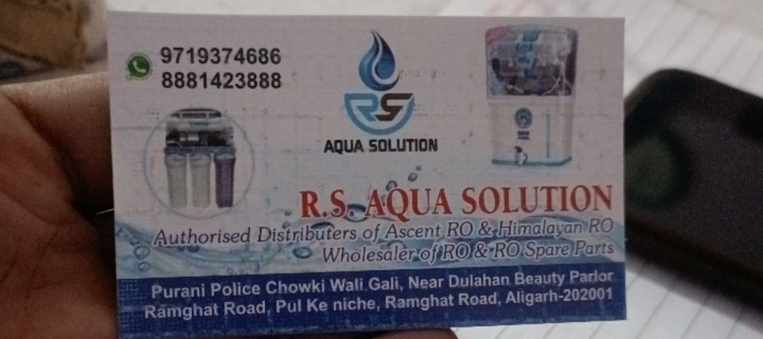 Visiting card store images of Ascent Ro purifier