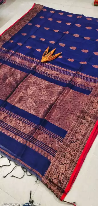 Pure organic lilen saree uploaded by Saree business on 5/30/2022