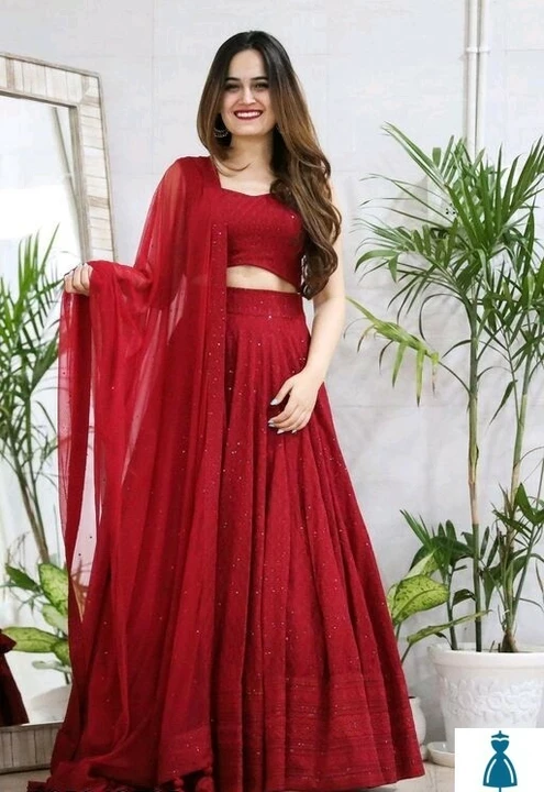 Post image Top wear Fabric - Rayon Bottom wear Fabric - Rayon Dupatta Fabric - Georgette Set type - Choli and Duppata Sequence work Semi stitched ( lengha waist  size 42m ,, lengha length size is 42m ,, Duppata length is 2.25 m )Price - Rs 2000
