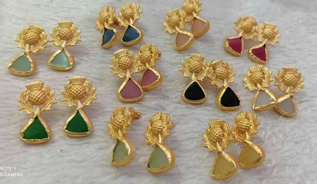 Brass with monalisa stone earrings uploaded by Deepsha Jewellery on 6/2/2022