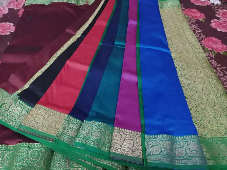 Semi satton silk rich anchal pallu body plain uploaded by Banarasi saree on 6/2/2022