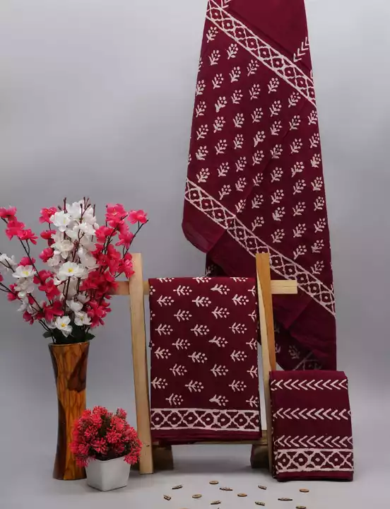Hand Block printed cotton mul mul suit with cotton dupatta uploaded by Rangrez Fab Print on 6/4/2022