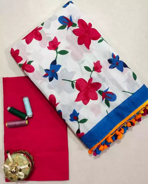 Hand Block printed cotton mul mul saree uploaded by business on 6/4/2022