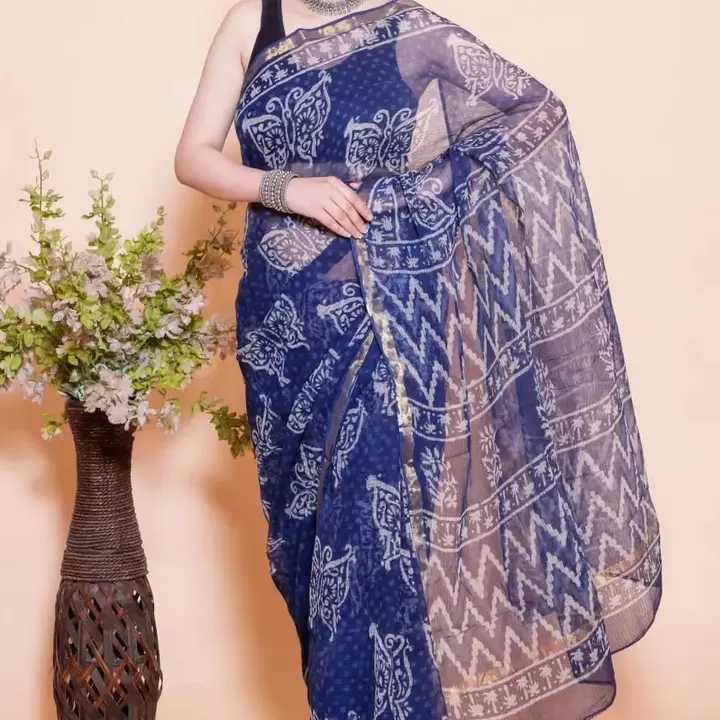 Kota doriya hand block printed sarees with attach  Blouse*  uploaded by business on 6/4/2022