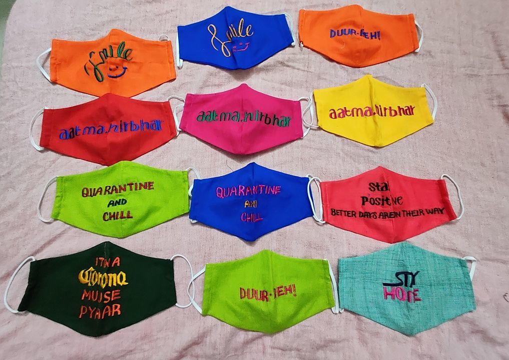 Cotton printed masks. Hand embroidery can customise logo of your company also. uploaded by business on 6/18/2020