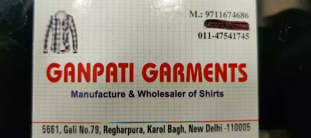 Visiting card store images of Ganpati garments