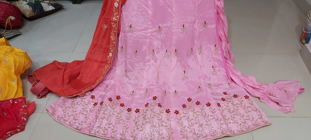 Post image Pure upda silk lehenga Pink 5xlYellow for xl xxl3200 freeship Whtsp 9691561775 for order