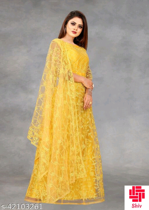 Product image with price: Rs. 900, ID: name-net-embroidered-semi-stitched-gown-cf38974b