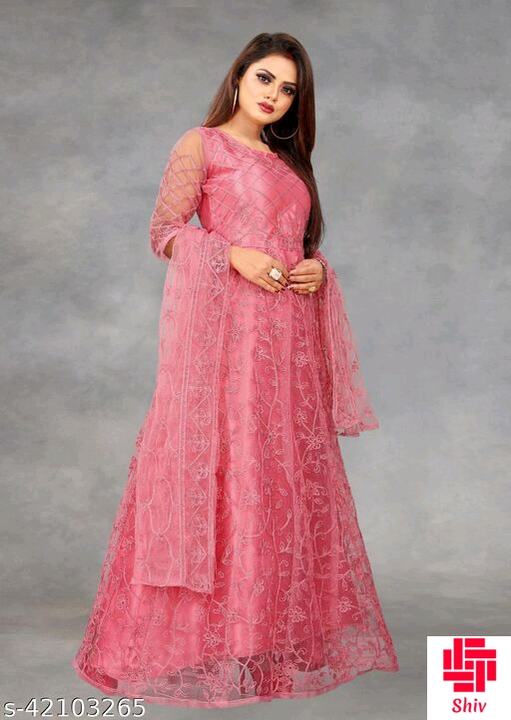 Product image with price: Rs. 900, ID: name-net-embroidered-semi-stitched-gown-6e856137