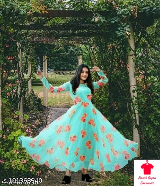 NEW WOMEN GOWNS 
Name: NEW WOMEN GOWNS 
Fabric: Georgette
Sleeve Length: Long Sleeves
Pattern: Print uploaded by business on 6/5/2022