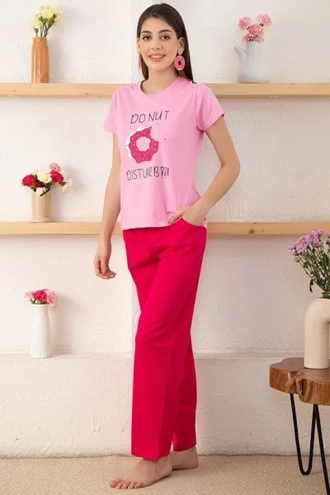 Post image Donut Text &amp; Graphic-Print Top &amp; Solid Pyjama Cotton Rich.                                       Shop now and get an additional discount Product link 👇                                                 http://arpitascollection.clovia.com/product/do-nut-print-top-in-baby-pink-solid-pyjama-in-red-cotton-rich/