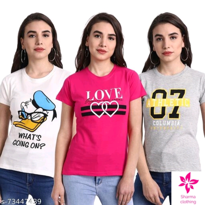 Printed stylish t shirt pack of 3 uploaded by Sharma clothing on 6/7/2022