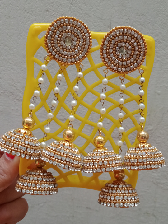 Kundan chain jhumki earrings  uploaded by Nisha crafts on 6/8/2022
