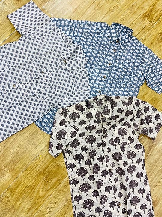 Cotton half selev printed shirts 
Size-l,m,xl uploaded by Hand block print sarees and suits on 11/1/2020