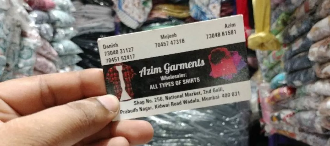 Visiting card store images of Azim Garments