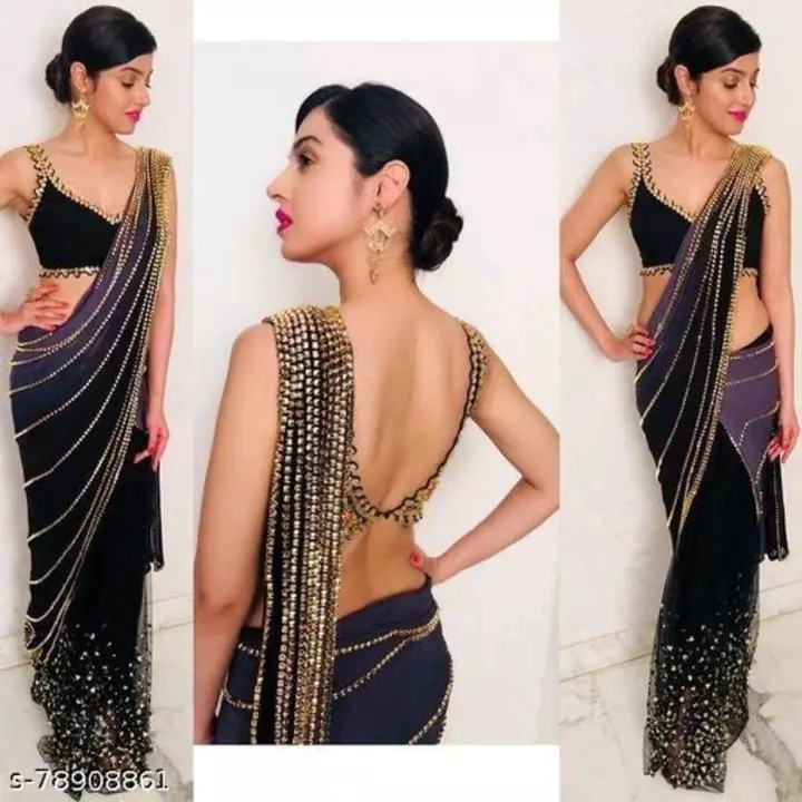  Georgette febric black beautiful saree uploaded by business on 6/9/2022
