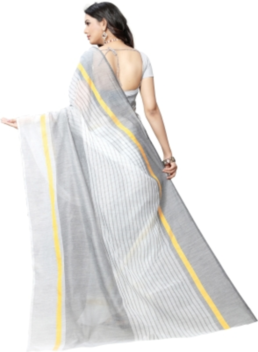 Striped Daily Wear Cotton Blend Saree uploaded by business on 6/9/2022