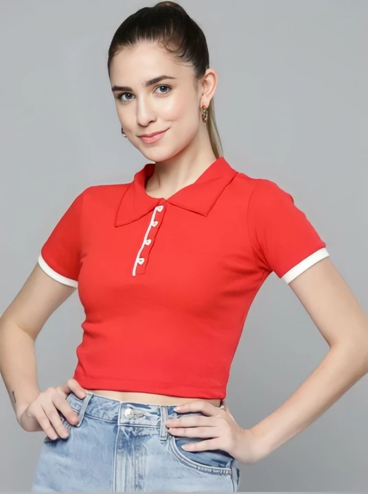 Women red polo shirt uploaded by business on 6/9/2022