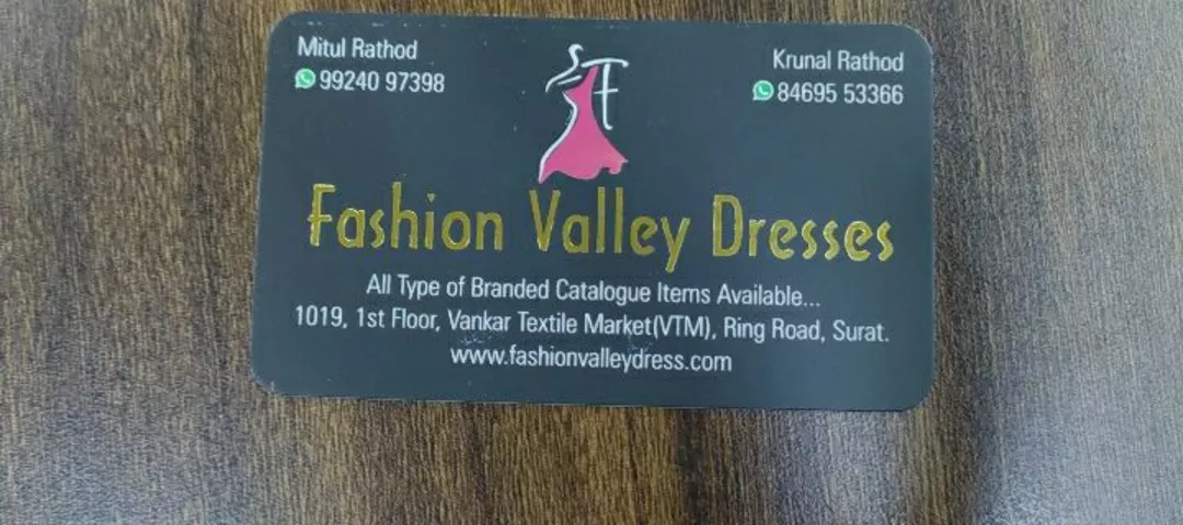 Visiting card store images of Fashionvalley dresses