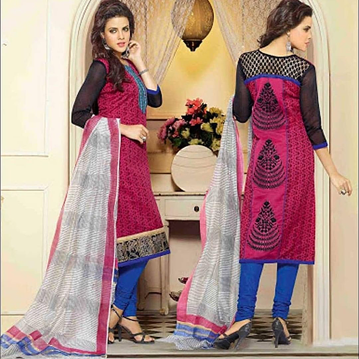 Black DarkPink and RoyalBlue Chanderi Straight Suit  uploaded by business on 11/1/2020