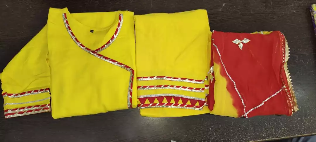 👉Fabric - Reyon
👉Gota work on Kurti with palazo 
Shiffon duppta 

👉 uploaded by JAIPURI FASHION HUB on 6/10/2022