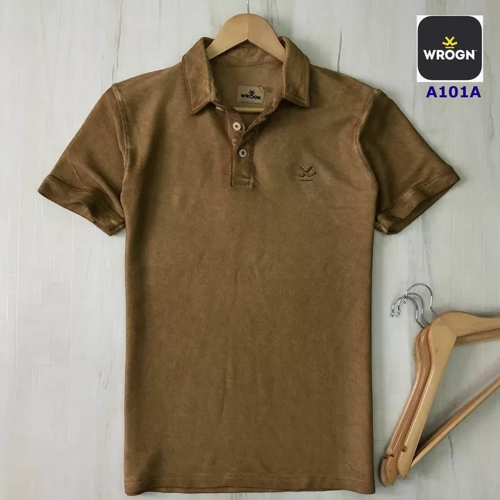 Post image * MENS GARMENT DYED COLLAR*
Brand - *WROGN* 
Style - *Men's Half sleeve garment dyed polo Tshirt * *A101A* Fabric - *IMPORTED COTTON JAQUARD FABRIC *
*Gsm - 240*
*Colour - 6* Size  - * M,L,XL XXL*
Ratio - *1 1 1 1