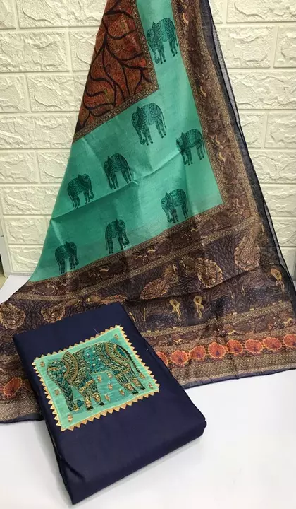 Post image *Top* cotton  with patch work*Bottom* cotton*Dupatta* silk digital print*Rate* 675+70$Ready to dispatch Hurry up