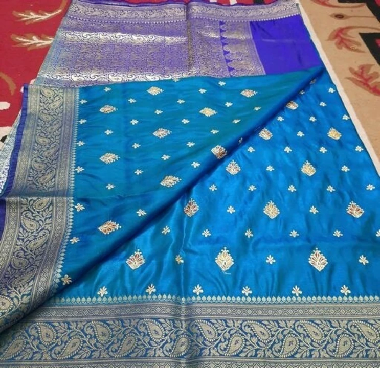 Banarsi satin embroidered silk saree  uploaded by Wellcome saree udyog on 6/12/2022