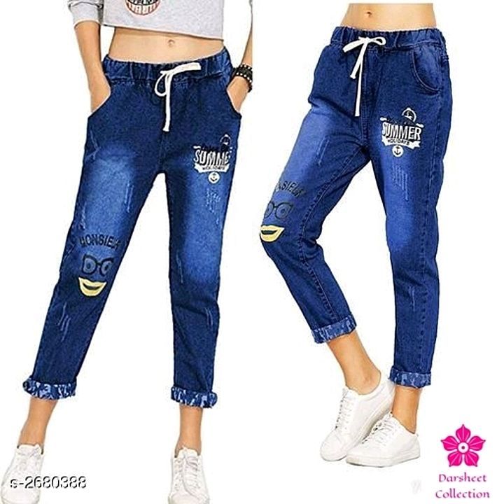 Post image Comfy Stylish Denim Women's Joggers Vol 1

Fabric: Denim 
Size: 28 in, 30 in, 32 in
Length: Up To 39 in
Type: Stitched
Description: It Has 1 Piece Of Women's Jogger
Work: Printed