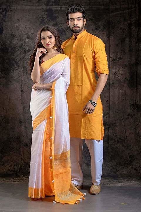 Post image These are couple sets which includes a saree and a khadi kurta for men