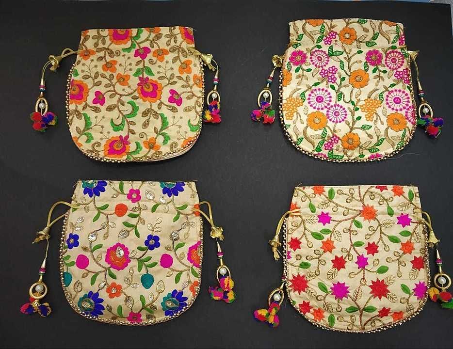 Jaipuri Handicrafts Embroidered Potli Bag Drawstring Pouch Clutch Purse uploaded by business on 6/18/2020