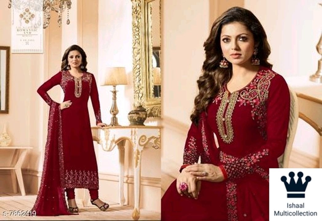 Party wear Georgette embroidered suit uploaded by business on 11/2/2020