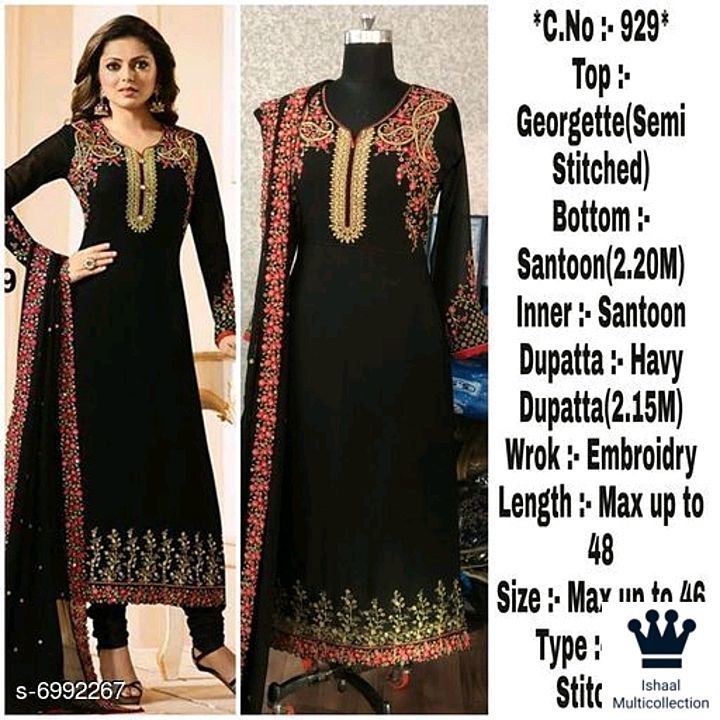 Party wear Georgette embroidered suit uploaded by business on 11/2/2020