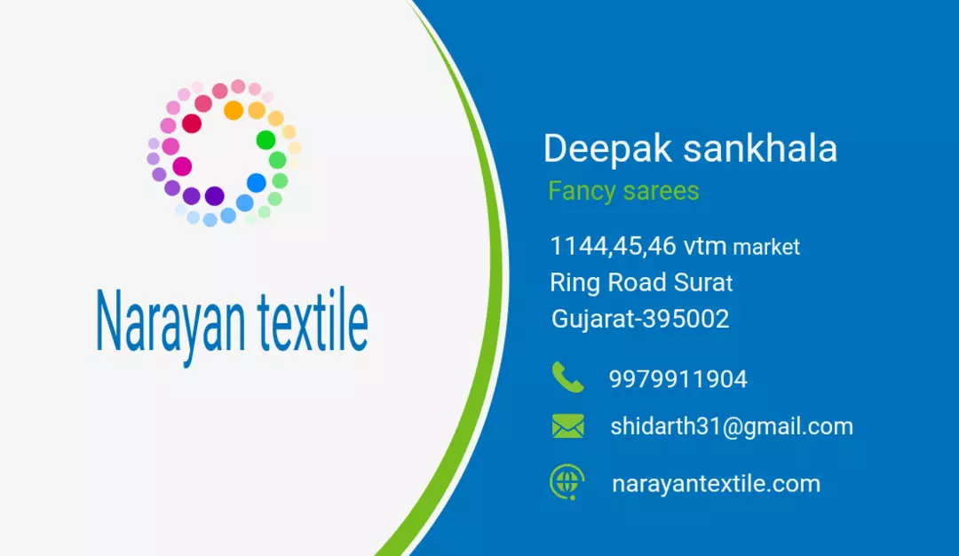 Visiting card store images of Narayan textile