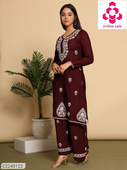 Post image *Catalog Name:* Latest Embroidered Rayon Kurti Sharara Set⚡⚡ Quantity: Only 5 units available⚡⚡*Details:*Product Name: Latest Embroidered Rayon Kurti Sharara SetPackage Contains: 1 Piece Of Kurti , 1 Piece Of ShararaKurti Set Fabric: RayonKurti Set Work: EmbroideredKurti Set Length (In Inches): 41Kurti Set Stitched Type: StitchedKurti Set Bottom Fabric: RayonKurti Set Bottom Work: EmbroideredKurti Set Type: Kurta With BottomwearWeight: 400Designs: 3💥 *FREE Shipping* 💥 *FREE COD*💥 *FREE Return &amp; 100% Refund*🚚 *Delivery:* Within 7 days