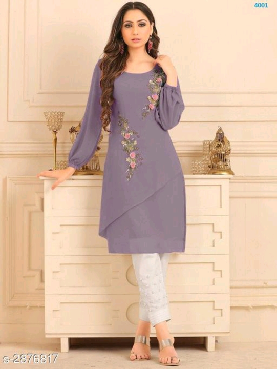 Women Georgette layered kurta with pants uploaded by business on 6/14/2022
