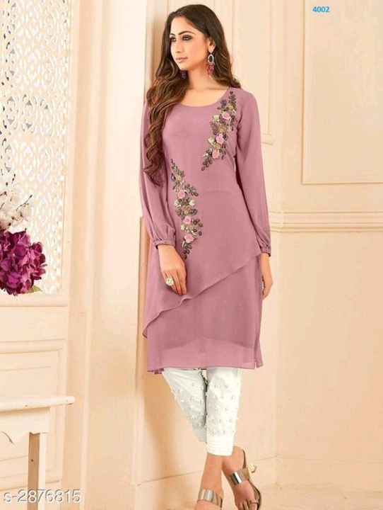 Women Georgette layered kurta with pants uploaded by business on 6/14/2022