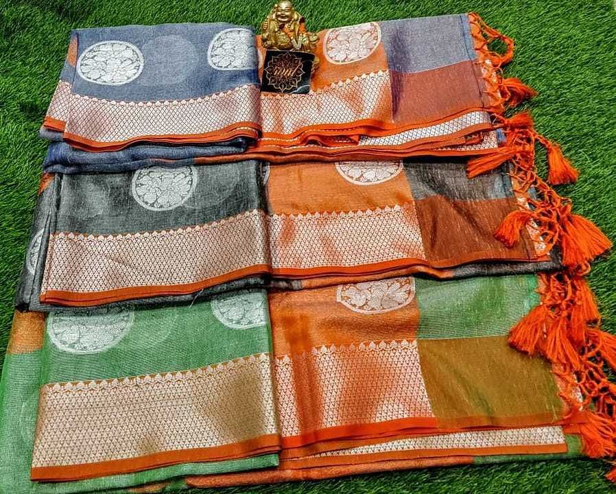 Post image *┅❀꧁RVNL꧂❀┉*

👸🏻 *PURE LENIN TISSUE sarees with alvor weaving with contrast kanchi boder WITH CONTRAST BLOUSE WITH BORDER*📯📯

⚛️ *SETS NEGOTIABLE*📯📯

⚛️ *Yours👉1750
Free shipping
For details contact me 8240053589 whatsapp no
Gani

📝 Book fast before it goes out of stock