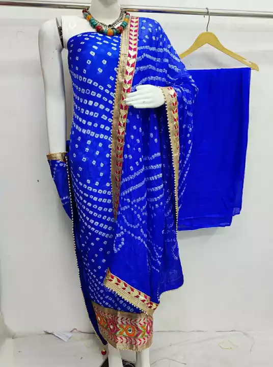 Post image *KCPC™ Bandhani Silk Gotapatti Suits*
✅ Art silk fabric✅ Handmade bandhani✅ 2.5*2.5*2.25 mtr approx✅ Drywash 1150