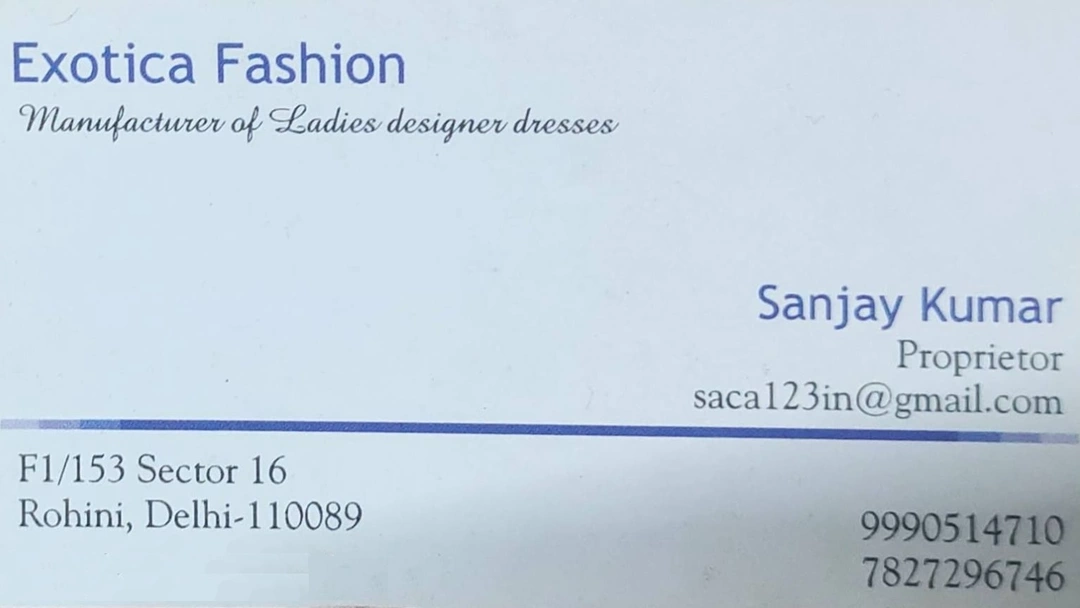 Visiting card store images of Exotica Fashion
