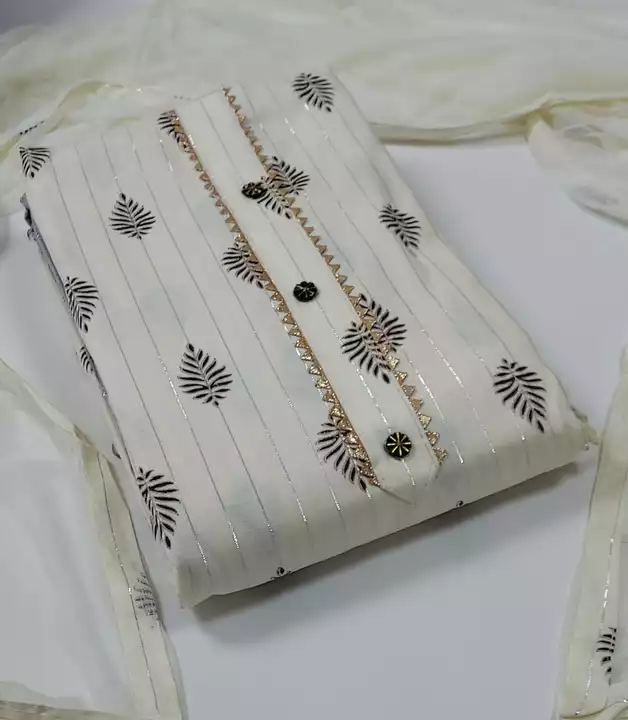 Post image _*SALE*_ 3 pices unstitched kurta set Fabric: cotton/Jaam cotton Bottom:- 2.5 m Chiffon dupatta             
*Minimum order: 2 pieces (any two)*
_Offer till stock lasts_