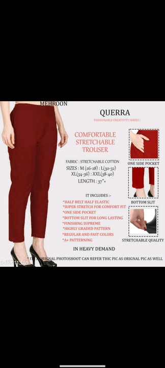 Comfort Cotton Stretch Pant  uploaded by Satya creations on 6/15/2022