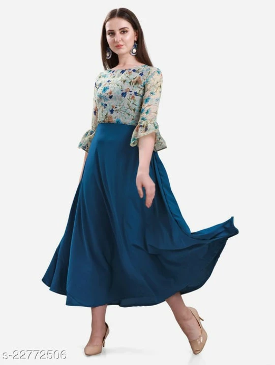 Post image Classy Fabulous Women DressesName: Classy Fabulous Women DressesFabric: CrepeSleeve Length: Three-Quarter SleevesPattern: PrintedNet Quantity (N): 1Sizes:S (Bust Size: 36 in, Length Size: 51 in) M (Bust Size: 38 in, Length Size: 51 in) L (Bust Size: 40 in, Length Size: 51 in) XL (Bust Size: 42 in, Length Size: 51 in) XXL (Bust Size: 44 in, Length Size: 51 in) 
Top - Faux Georgette with beautiful Flower Print And American crepe Country of Origin: India