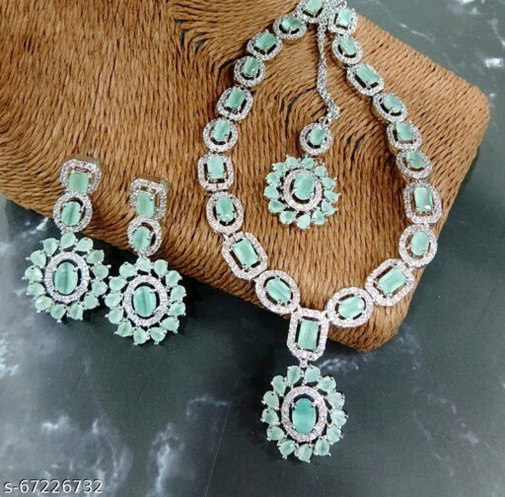 Post image 😍😍😍 Beautiful CZ Jewellery necklace sets with maangtikka 😍😍😍Cash on delivery available...Free shipping...