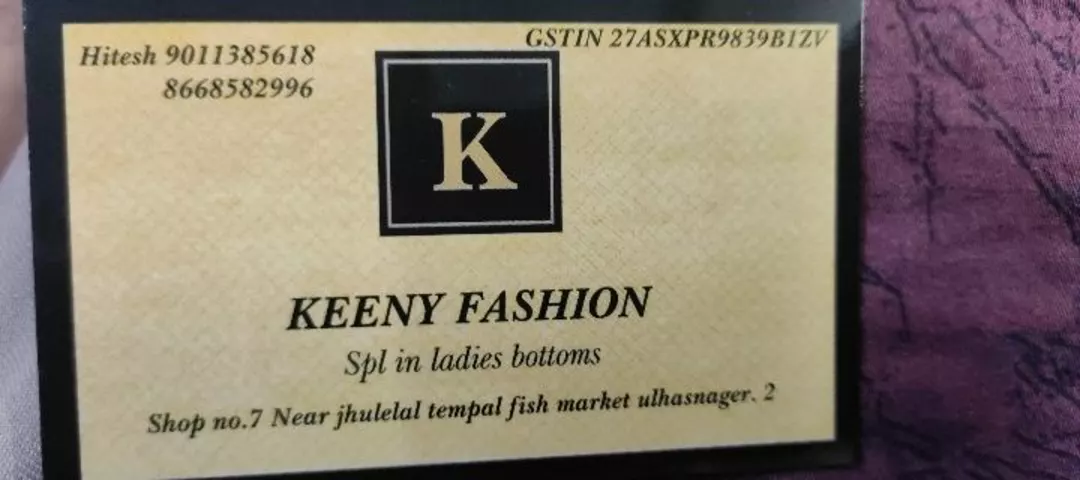 Visiting card store images of Keeny fashion